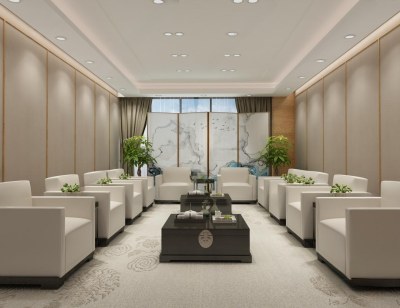新中式风格会客厅3D模型下载
